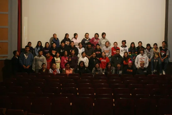 Lexington students gathered inside the Majestic Theatre during the restoration era